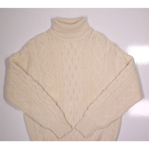 Kings Road Shop for Sears Beige Cable knit Wool Heavy Turtleneck Sweater XL - Picture 2 of 5